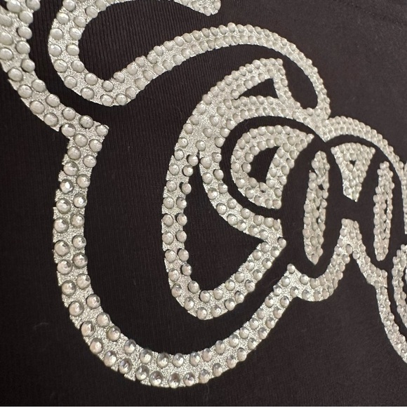 Coogi Black Sparkle Bomber Jacket Girls XL Spell Out Bling Embellished Military - Picture 8 of 12